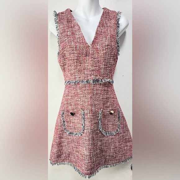 Zara Red Sheath Mini Dress V-neck Sleeveless - Picture 2 of 8